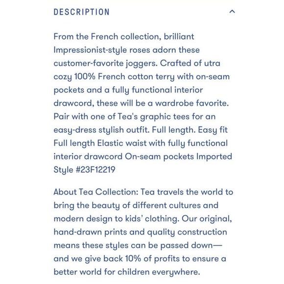 Tea Collection Girl's Good Sport Impressionist Roses Zip Hoodie and Sweatpants 2 - Picture 7 of 7